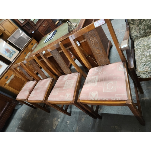 779 - 4 1930's dining chairs reupholstered seats