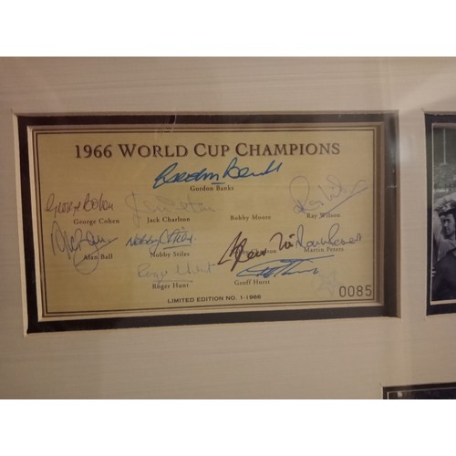 1347 - *Framed World cup final 1966 football shirt with authenticated World cup winners signatures. Signatu... 