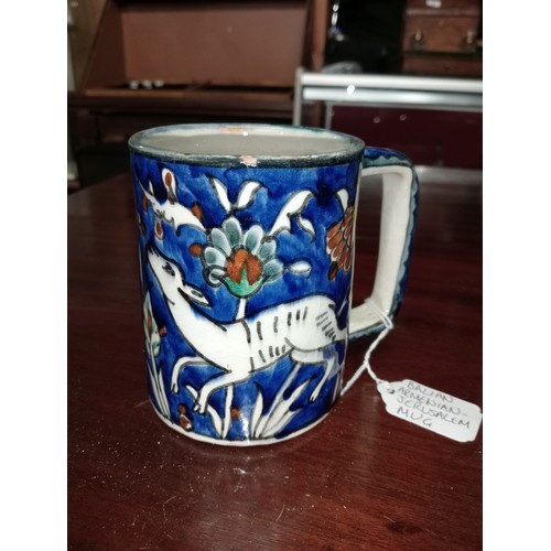 742B - Blaian Armemian Jerusalem mug Made by Armemian Artisanal refugees in Jeruslem