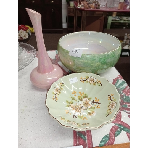 1253 - Collection of items including Apple Blossom SADLER floral trinket dish MALING bowl and CARLTON WARE ... 