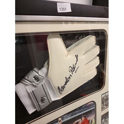 1351 - Framed GORDON BANKS, WORLD CUP 1966 WINNER SIGNED GOALKEEPER GLOVE.
AMAZING LOT.