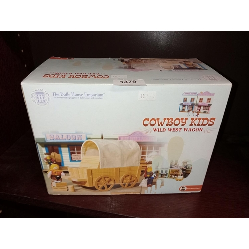 1379 - BRAND NEW THE DOLLS HOUSE COWBOY KIDS WILD WEST WAGON.