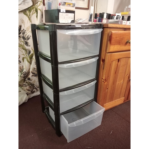 700 - LIKE NEW, 4 DRAWER PLASTIC STORAGE UNIT.