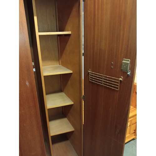 1046 - VINTAGE WOODEN WARDROBE WITH ORIGINAL COMPARTMENTS INSIDE, GREAT UP-CYCLING PROJECT. APPROX 90 W X 1... 