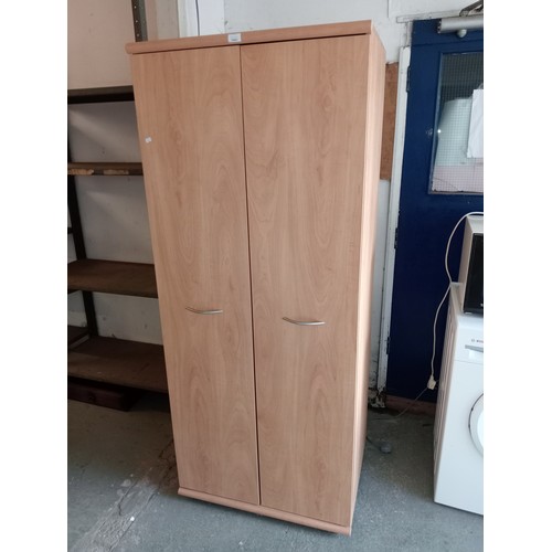 1441 - MODERN BEECH DOUBLE WARDROBE IN GOOD CONDITION
182 H X 75 W X 55 D CM