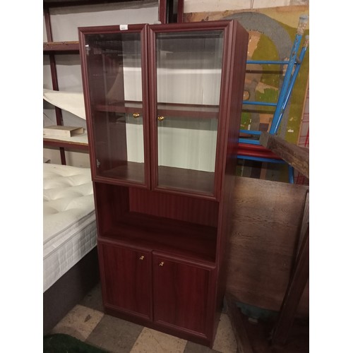 1453 - QUALITY BEVELLED GLASS DISPLAY CABINET IN EXCELLENT CONDITION
175 H X 75 W CM