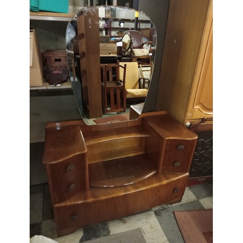 1454 - STUNNING ART DECO DRESSING TABLE WITH ORIGINAL GLASS AND HANDLES.
110 W X 160 H CM