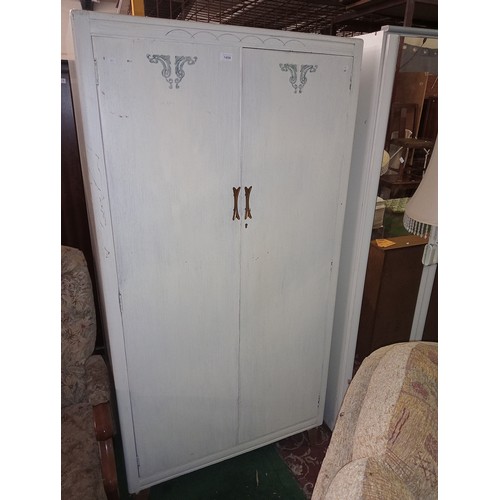 1459 - VINTAGE PAINTED DOUBLE WARDROBE WITH INDIVIDUAL COMPARTMENTS AND RAIL
92 W X 180 H CM