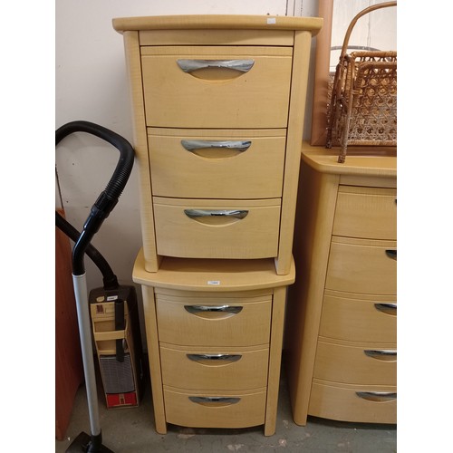 1469 - 2 QUALITY MODERN BEECH CHEST OF DRAWERS WITH CROME HANDLES
58 W X 75 H X 45 D CM