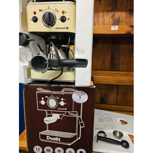 1491 - DUALIT ESPRESSIV COFFEE MACHINE (CREAM) COMPLETE LIGHT USE GOOD WORKING ORDER BOXED WITH MANUAL