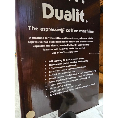 1491 - DUALIT ESPRESSIV COFFEE MACHINE (CREAM) COMPLETE LIGHT USE GOOD WORKING ORDER BOXED WITH MANUAL