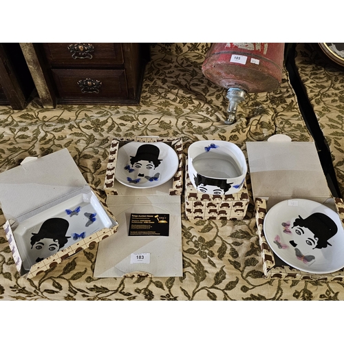 183 - AUGURI DI MONDADORI CHARLIE CHAPLIN VASCHETTA ceramics in original boxes