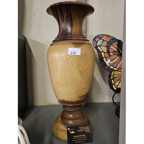 210 - Very unusual and stylish wooden urn vase standing approx 46cm tall