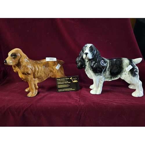 307 - A Staffordshire Nelson china figurine of a Cocker spaniel together with a lovely Coopercraft figurin... 