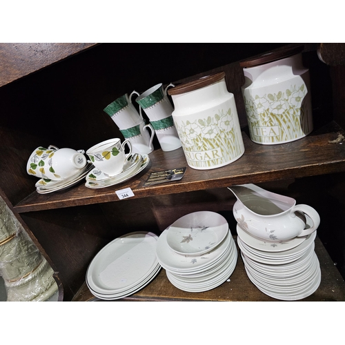 344 - Large mixed selection of ceramics including Duchess bone china cups and saucers, 2 Hornsea storage c... 