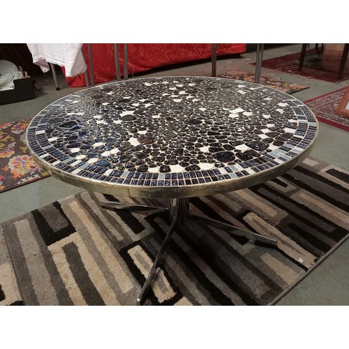 432A - Designer Retro steel mosaic table on central base. Stunning detail.
