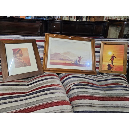 447 - 3 x beautifully framed and glazed African prints