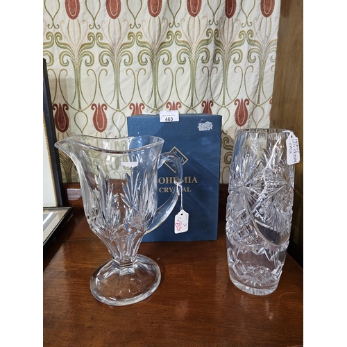 463 - Stunning boxed Bohemia crystal jug and heavy based lead crystal vase