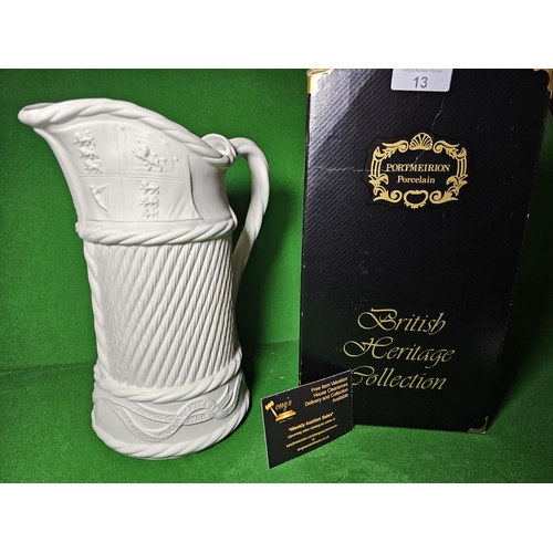 13 - Vintage unglazed Portmeirion porcelain jug with box. British Heritage Collection