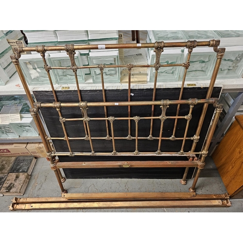 3 - A complete beautiful vintage gold  Sprayed brass effect heavy iron Bed frame and base