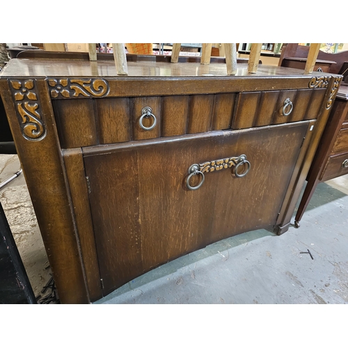 111 - Large vintage carved wooden sideboard with 2 spacious cupboards and 2 drawers 48