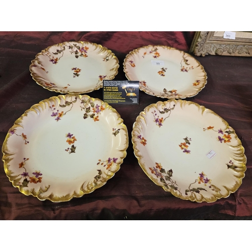 33 - Set of 4 antique china plates marked CFH/GDM France, with gilt edging. Very good condition