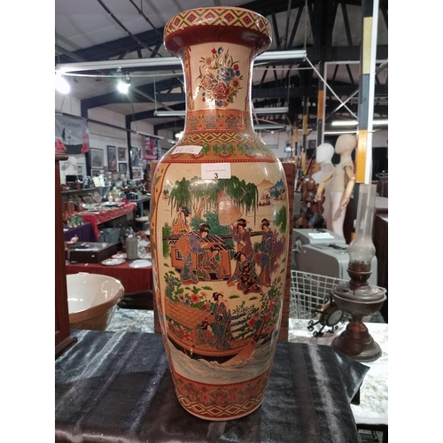 3 - Tall Chinese oriental satsuma vase mint condition 23'' tall