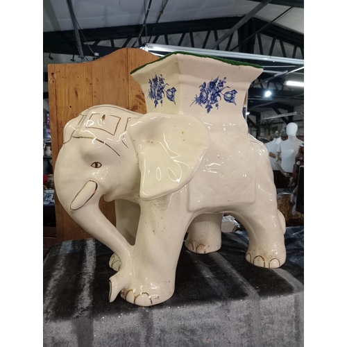 19 - Large ceramic Indian elephant plant stand good condition, 39 H X 49 W cm
