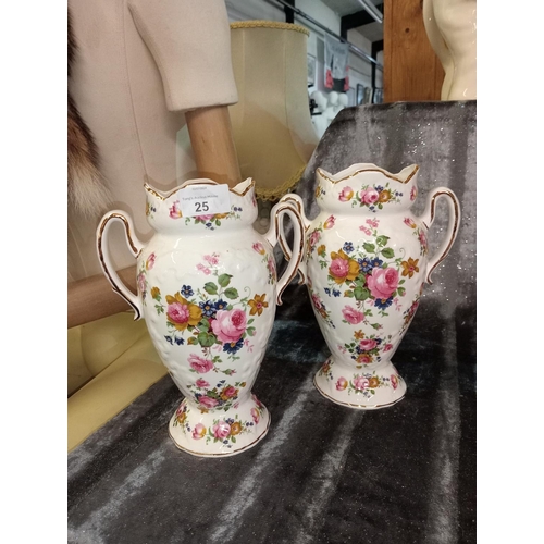 25 - Pair of Fenton twin handled flower vases