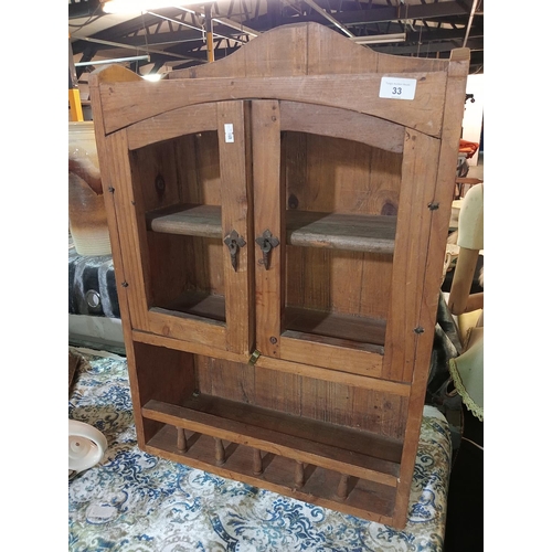 33 - Antique Pine wall mounted cupboard