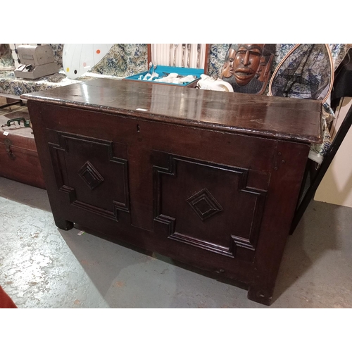 38 - 18th Century English oak large coffer 45'' 20'' x 27'' tall