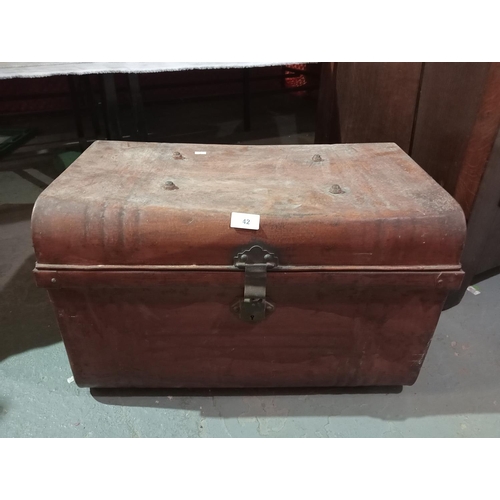 42 - Large metal travel trunk