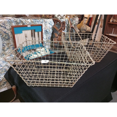 51 - 2 Industrial wire basket mid century