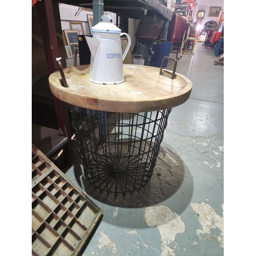 91A - Stunning large metal cage with wooden topped lid