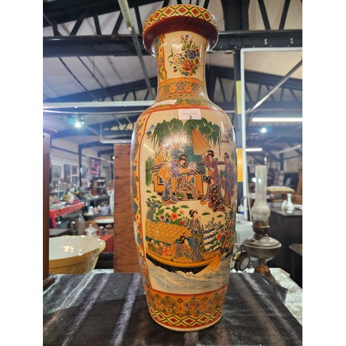 3 - Tall Chinese oriental satsuma vase mint condition 23'' tall