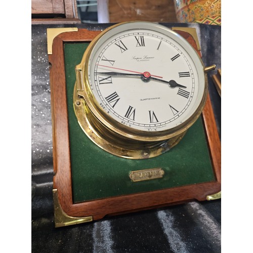 5 - Captains clock mounted on wooden plinth