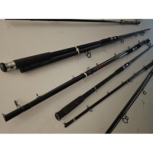 4 - Three very good condition fishing rods plus one optional handle extra