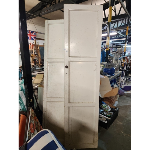 269 - VINTAGE PANELLED DOUBLE DOORS, EACH DOOR 200 X 50CM