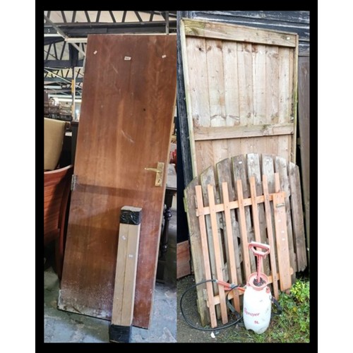 97A - 97a, 148C, FIRE DOOR, 284 X 61 CM PLUS BUNDLE OF WOOD, FENCE PANEL, 2 GARDEN GATES AND 5L GARDEN SPR... 