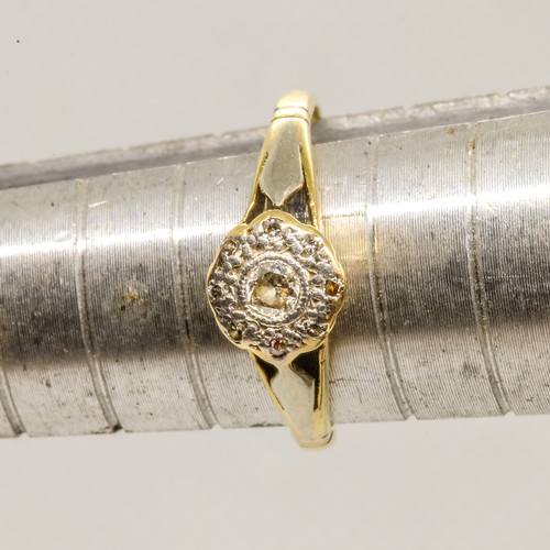 614 - Beautiful vintage yellow metal ring with round cut diamonds, large in centre and small diamonds arou... 