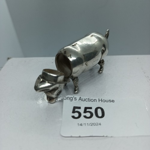 550 - Antique silver pig vesta case