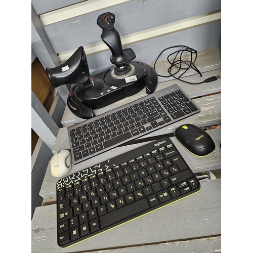 276 - THRUST MASTER controller and joy stick plus 2 wireless keyboard and 2 wireless mouse