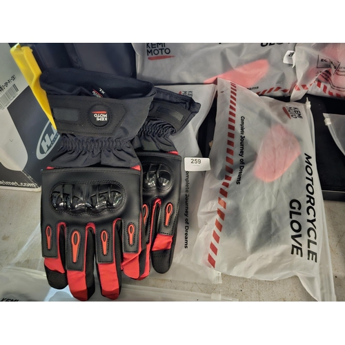 259 - TWO NEW PAIRS OF MOTOR CYCLE GLOVES