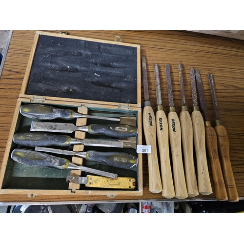 281 - COLLECTION OF WOOD CHISELS