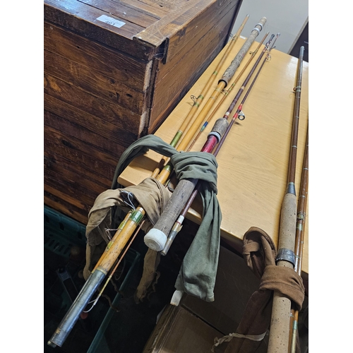 277B - TWO VINTAGE  CANE FISHING RODS