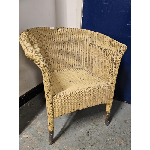 514 - Yellow painted Lloyd Loom armchair