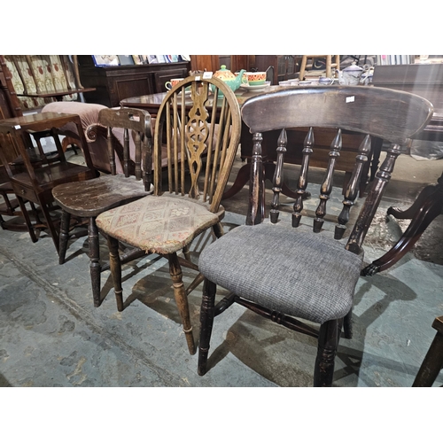 1027 - Three assorted wooden kitchen chairs