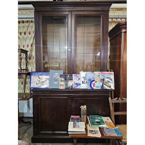 1059 - Very tall dresser with glass front top display cupboard and lower twin cupboards