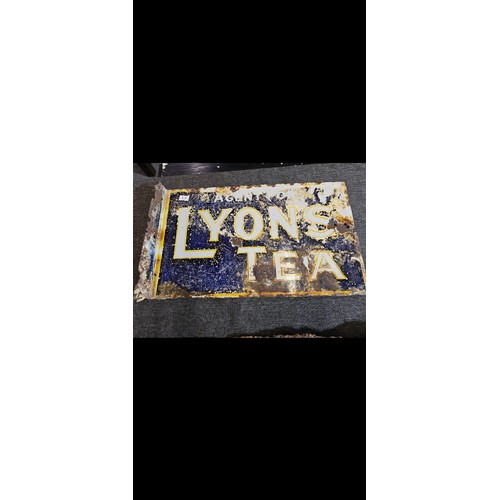 2157 - Set of 4 genuine vintage metal enamel advertising signs, Lyons Tea, Barrs Tea and Glove metal polish