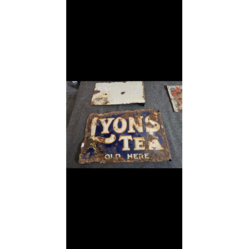 2157 - Set of 4 genuine vintage metal enamel advertising signs, Lyons Tea, Barrs Tea and Glove metal polish